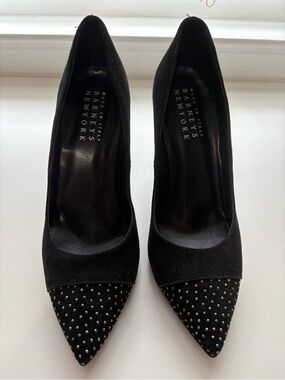 Barneys New York Black Studded Pointed-Toe Suede Pumps 3inch heels size 39